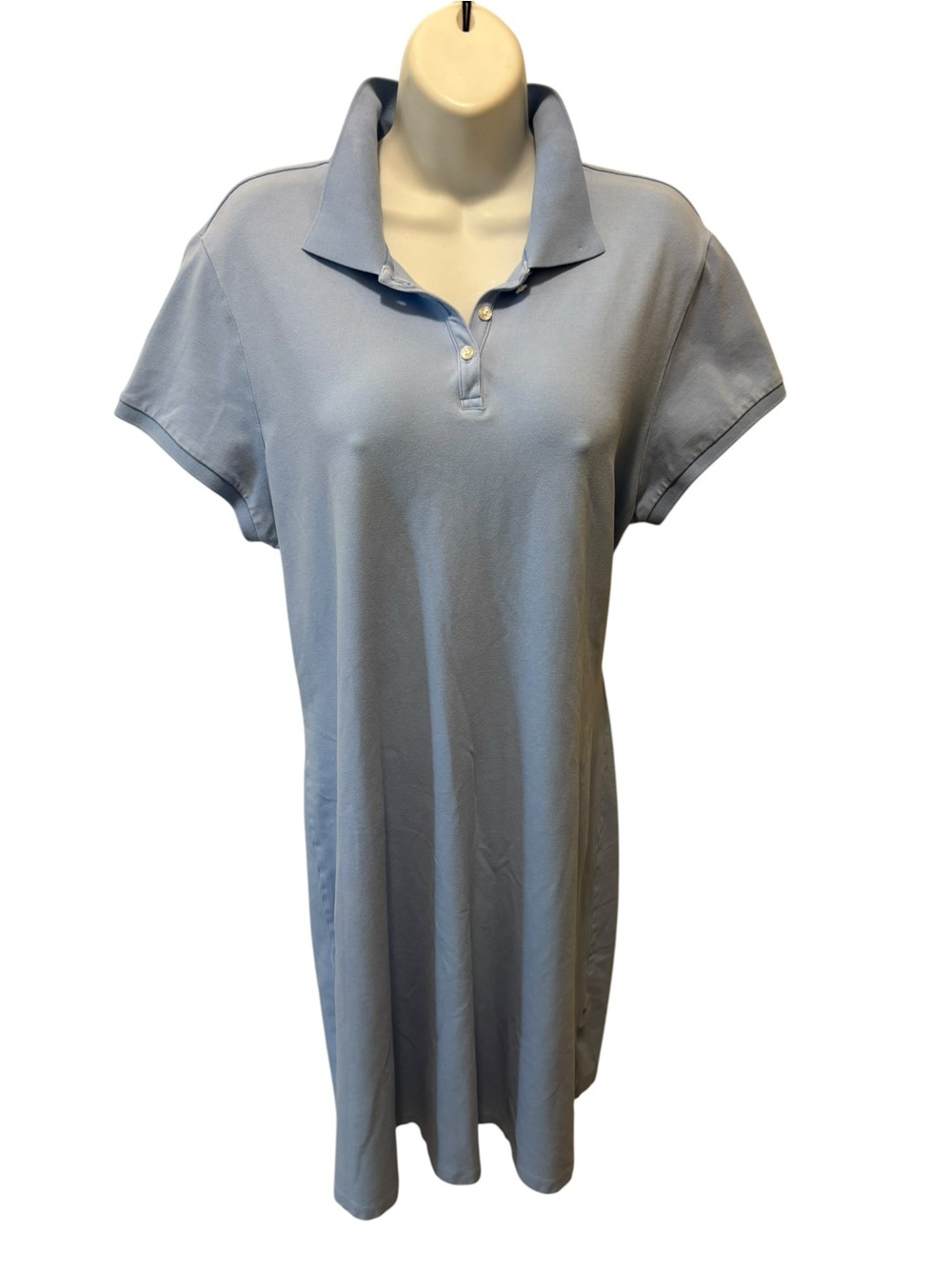 Lands End Polo Shirt Dress SS Sz XL 18/20 Baby Blue A-line Minimalist Preppy